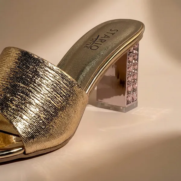 Metallic_Gold_Embossed_Block_Heel_Sandals_With_Jeweled_Transparent_Heel