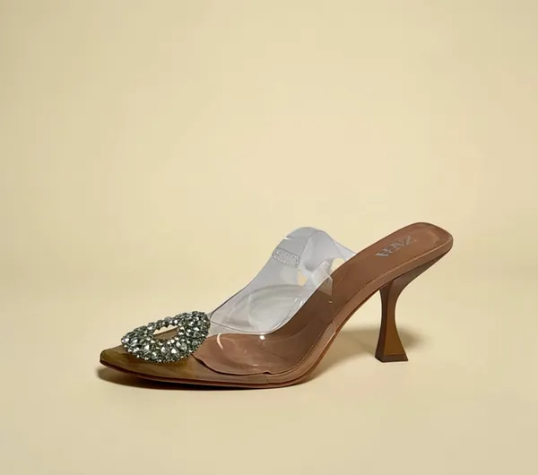 Brown_And_White_Embellished_Slingback_Heels_With_Crystal_Brooch