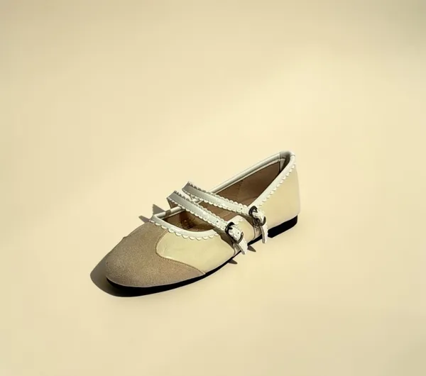 Women'S_Cream_Suede_And_Leather_Mary_Jane_Flats_With_Braided_Strap