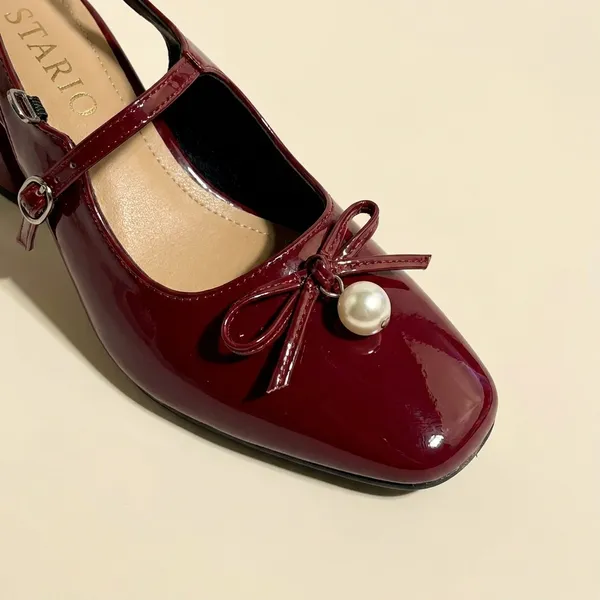 Burgundy_Patent_Leather_Slingback_Block_Heels_With_Pearl_Bow_Detail