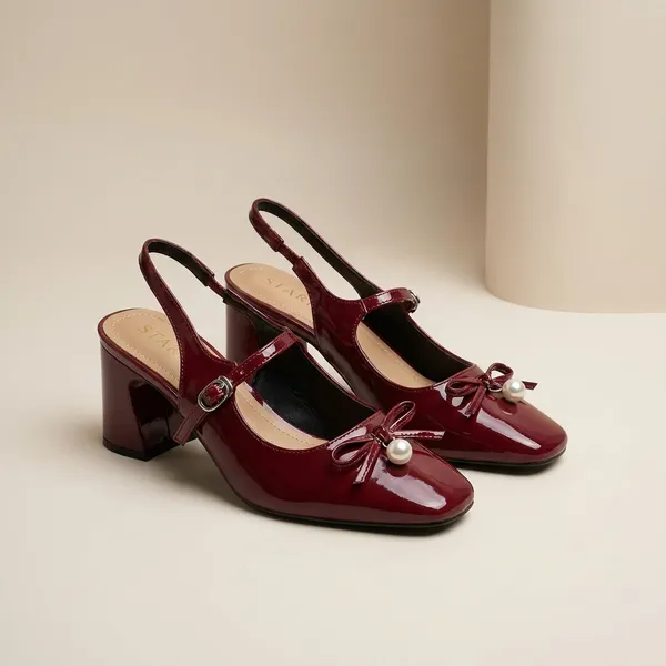 Burgundy_Patent_Leather_Slingback_Block_Heels_With_Pearl_Bow_Detail