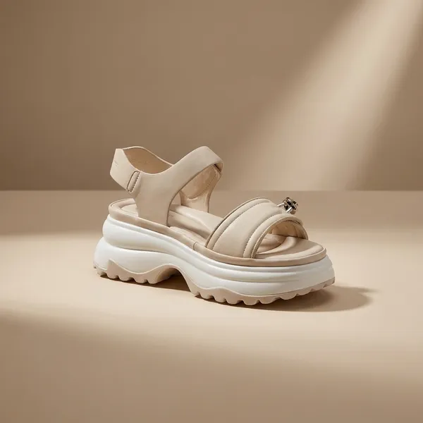 Women'S_White_Platform_Sandals_With_Chunky_Sole