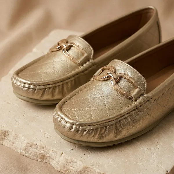Women'S_Gold_Metallic_Loafers_With_Chain_Detail