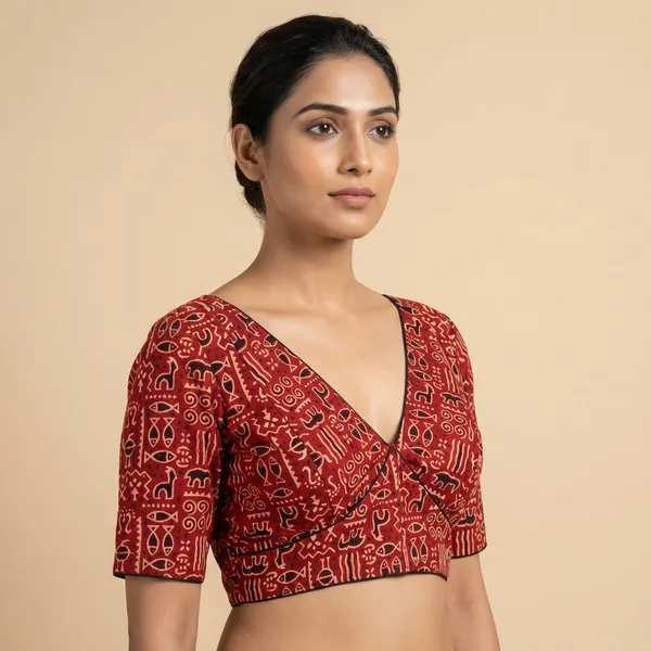 Red_Traditional_Batik_Print_Readymade_Blouse