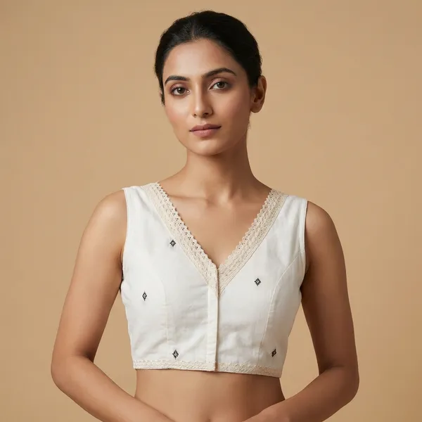 White_Embellished_Sleeveless_Blouse_With_Pearl_Trim_And_Mirror_Work
