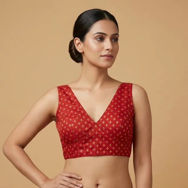 Red_And_Gold_Traditional_Floral_Print_Blouse