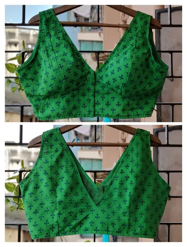 Green_Printed_Cotton_Blouse_With_Front_Hook_Closure