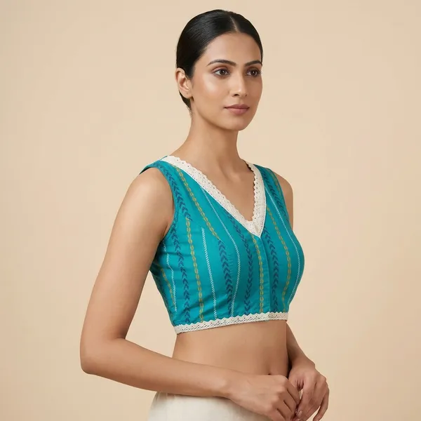 Turquoise_Blue_Striped_Ethnic_Blouse_With_Accents_And_Lace_Border