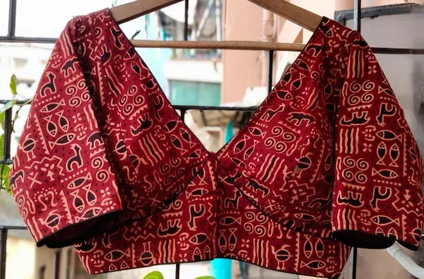 Red_Traditional_Batik_Print_Readymade_Blouse