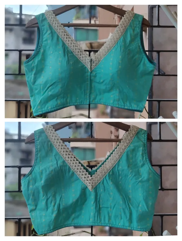 Turquoise_V_Neck_Sleeveless_Blouse_With_Border_Detailing