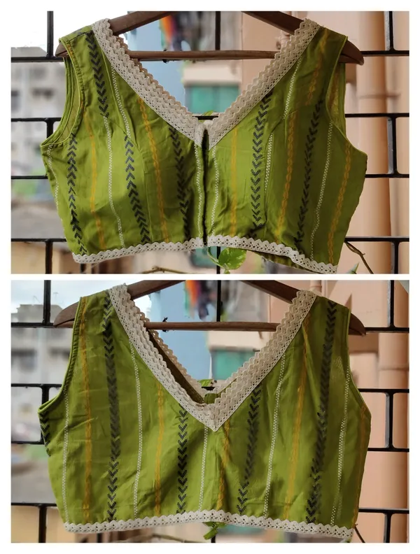 Olive_Green_Sleeveless_Blouse_With_Lace_Trim_And_Striped_Pattern