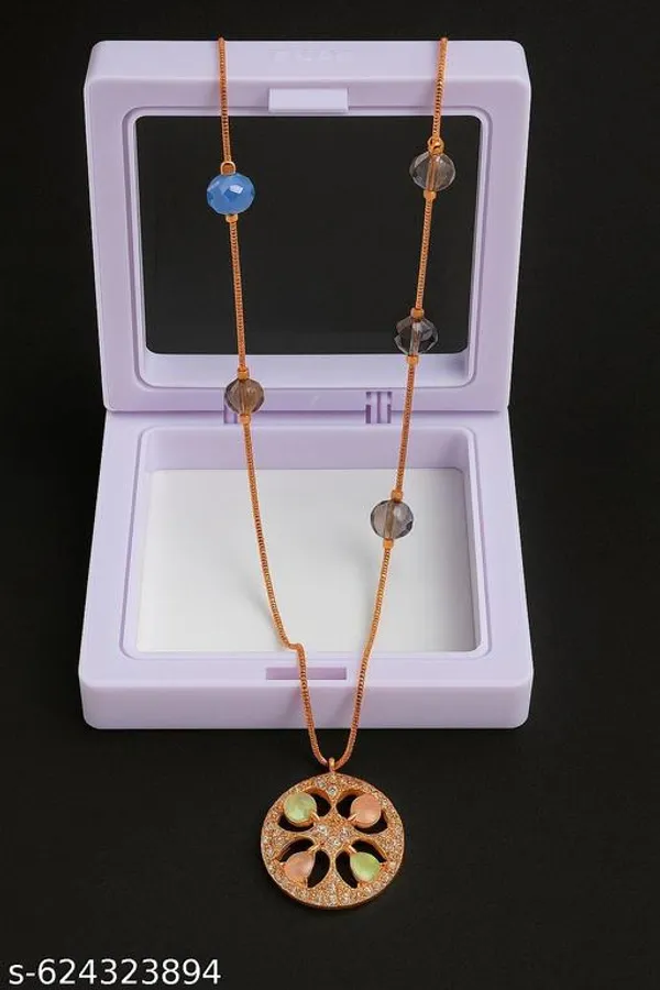 Multicolor_Elegant_Gold_Plated_Floral_Pendant_Necklace_With_Gemstone_Beads_For_Women