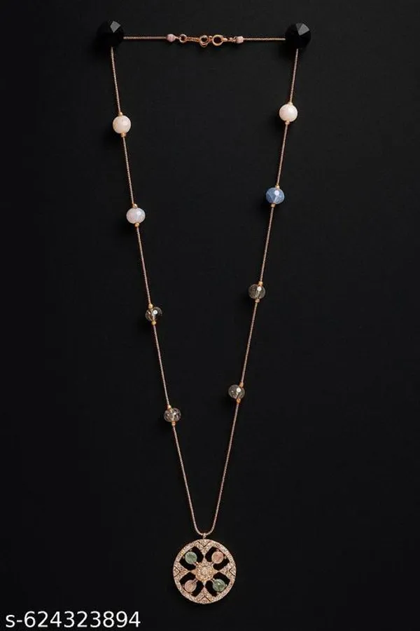 Multicolor_Elegant_Gold_Plated_Floral_Pendant_Necklace_With_Gemstone_Beads_For_Women