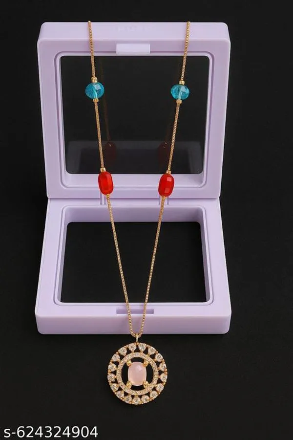 Multicolor_Rose_Gold_Plated_Circular_Pendant_Necklace_With_Red_And_Blue_Gemstone_Beads_For_Women