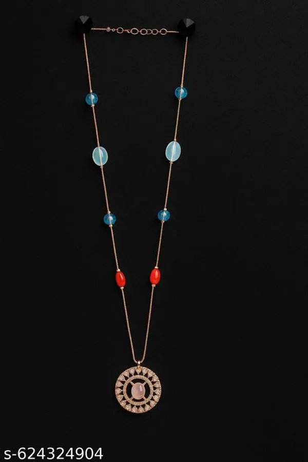 Multicolor_Rose_Gold_Plated_Circular_Pendant_Necklace_With_Red_And_Blue_Gemstone_Beads_For_Women