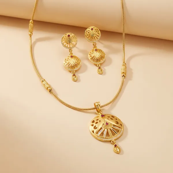 Gold_Elegant_Crescent_Motif_Gold_Pendant_Necklace_Set_For_Women