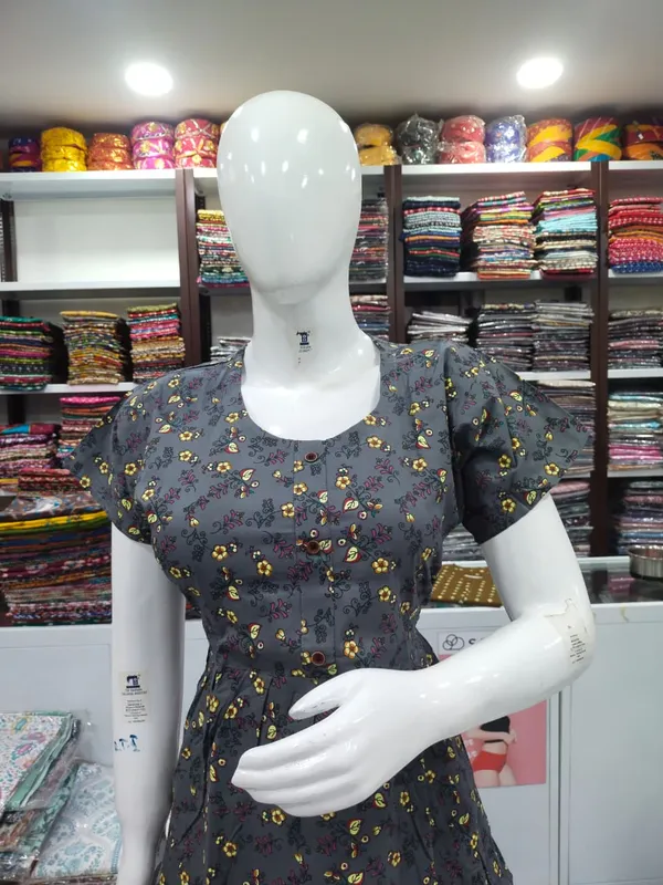 Grey_Pure_Cotton_Nighty_For_Women