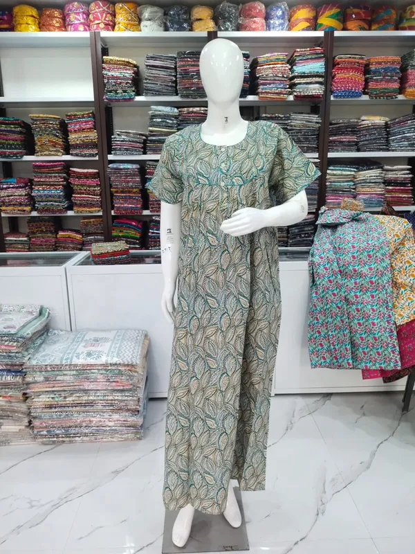 Green_Pure_Cotton_Nighty_For_Women