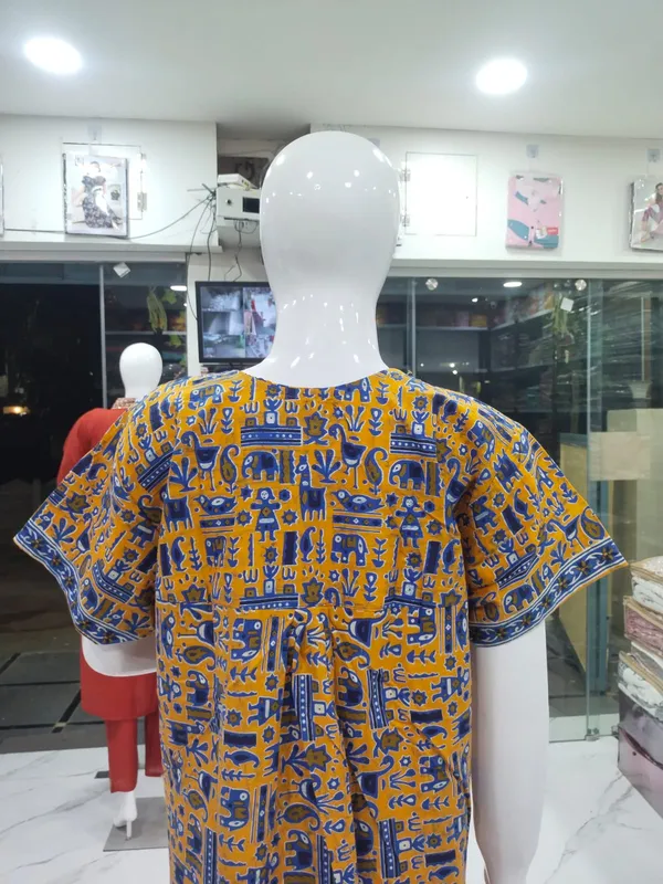 Yellow_Pure_Cotton_Nighty_For_Women