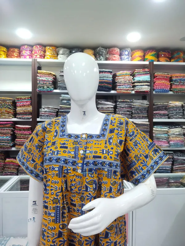 Yellow_Pure_Cotton_Nighty_For_Women
