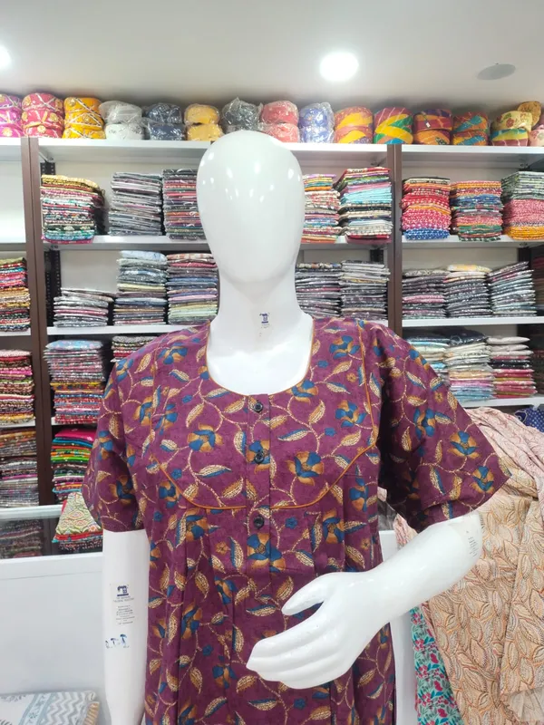 Wine_Pure_Cotton_Nighty_For_Women