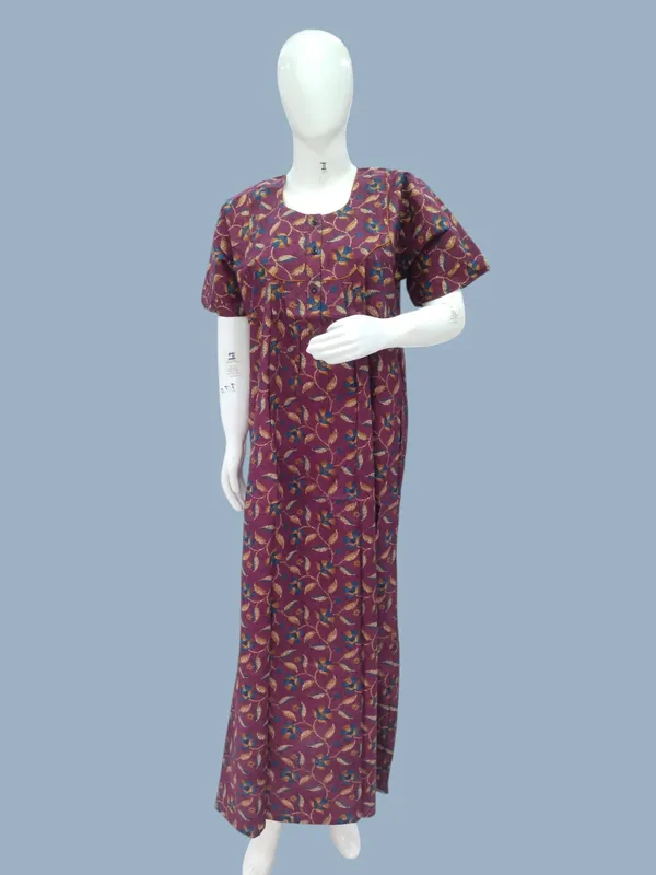 Wine_Pure_Cotton_Nighty_For_Women