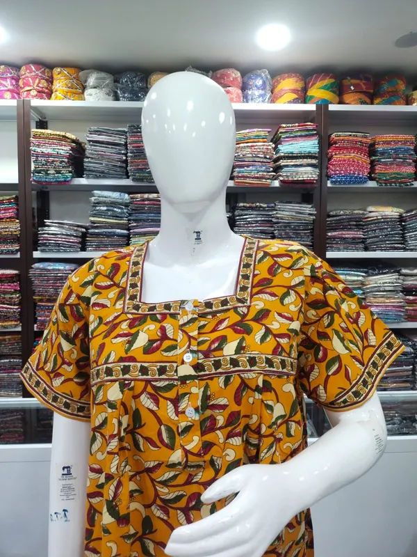 Yellow_Pure_Cotton_Nighty_For_Women