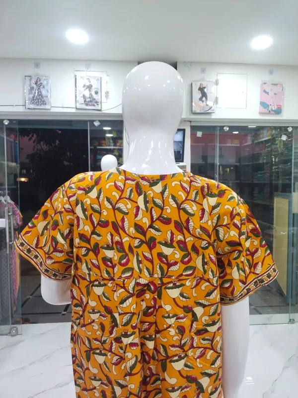 Yellow_Pure_Cotton_Nighty_For_Women