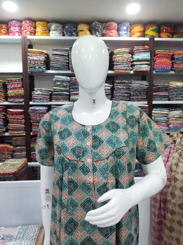 Sea_Green_Pure_Cotton_Nighty_For_Women