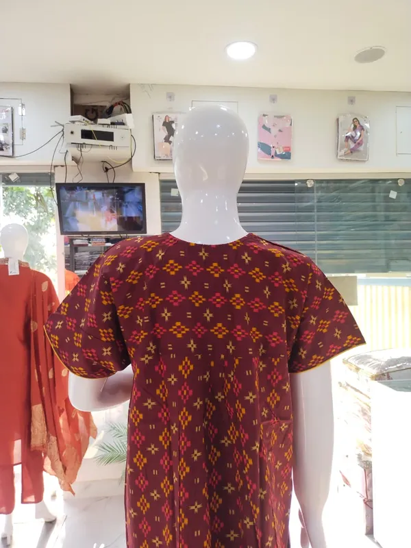 Marron_Pure_Cotton_Nighty_For_Women