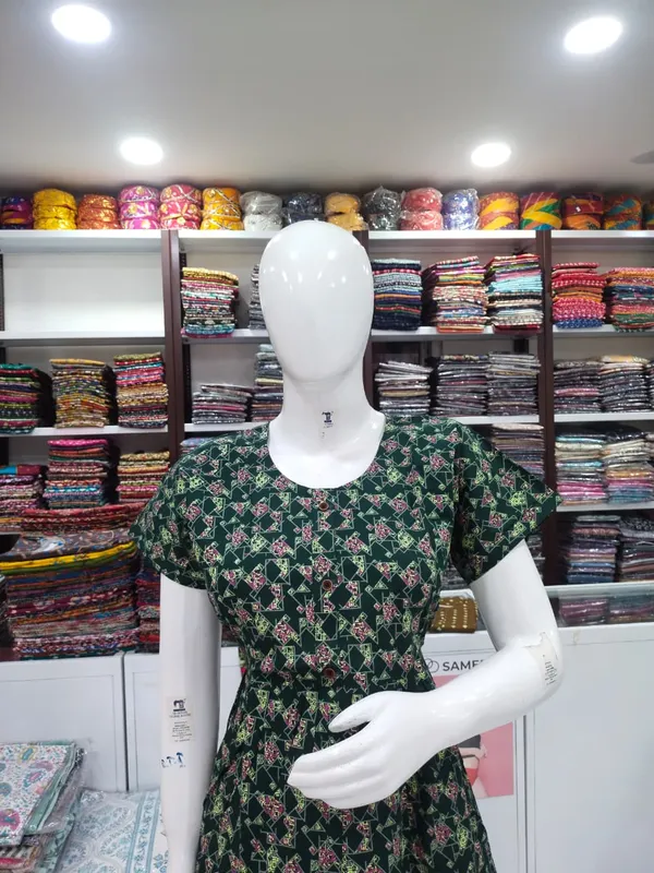 Bottle_Green_Pure_Cotton_Nighty_For_Women
