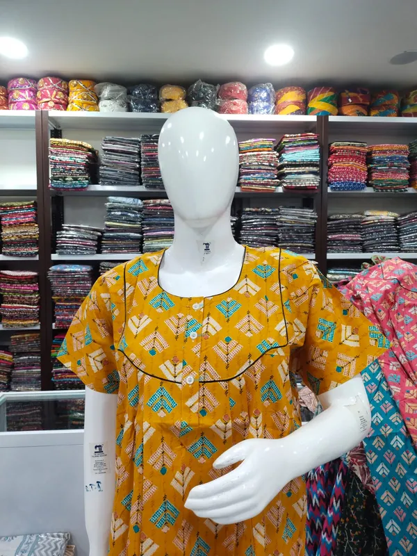 Golden_Mustard_Pure_Cotton_Nighty_For_Women