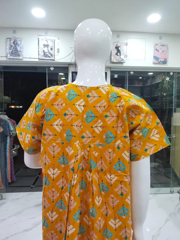Golden_Mustard_Pure_Cotton_Nighty_For_Women