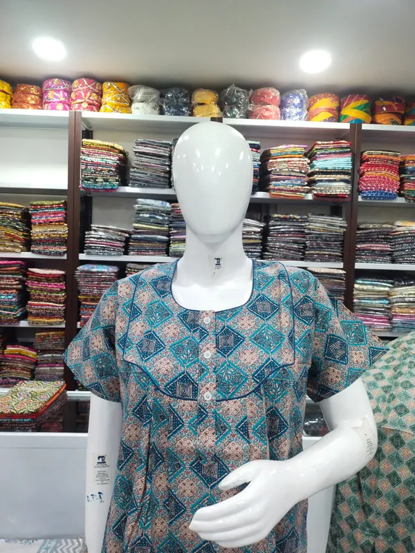Blue_Pure_Cotton_Nighty_For_Women
