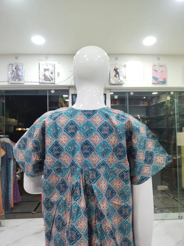 Blue_Pure_Cotton_Nighty_For_Women