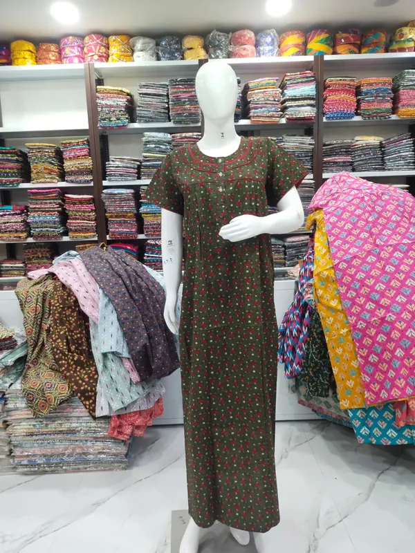Mehendi_Pure_Cotton_Nighty_For_Women