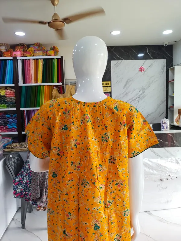 Golden_Yellow_Pure_Cotton_Nighty_For_Women