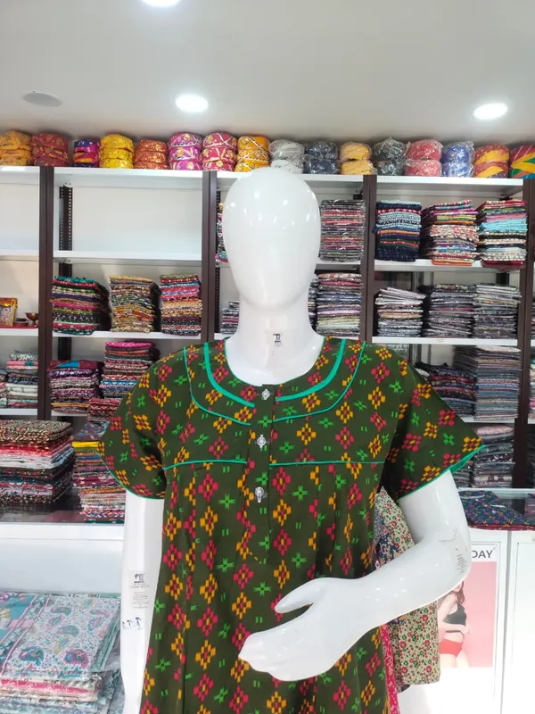 Chutney_Green_Pure_Cotton_Nighty_For_Women