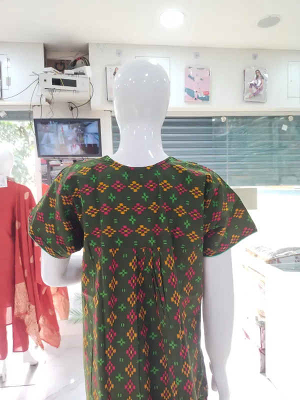 Chutney_Green_Pure_Cotton_Nighty_For_Women