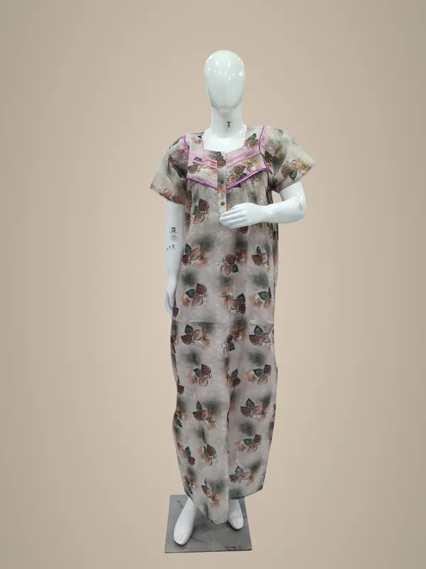 Light_Grey_Polyester_Cotton_Nighty_For_Women