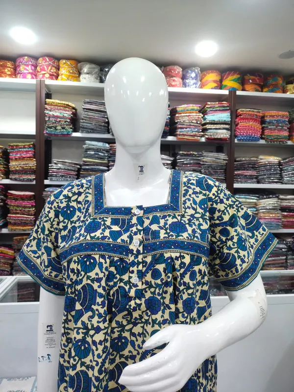 Cream_Pure_Cotton_Nighty_For_Women