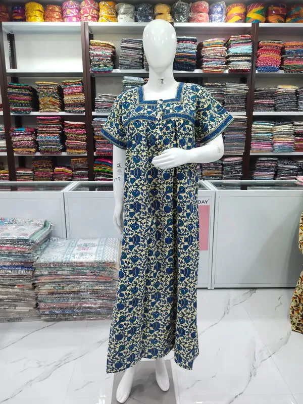 Cream_Pure_Cotton_Nighty_For_Women