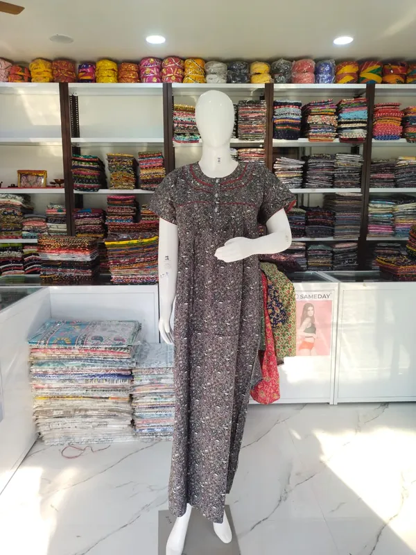 Dark_Grey_Pure_Cotton_Nighty_For_Women