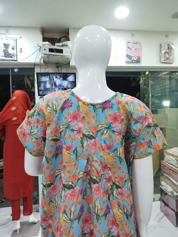 Sky_Blue_Polyester_Cotton_Nighty_For_Women