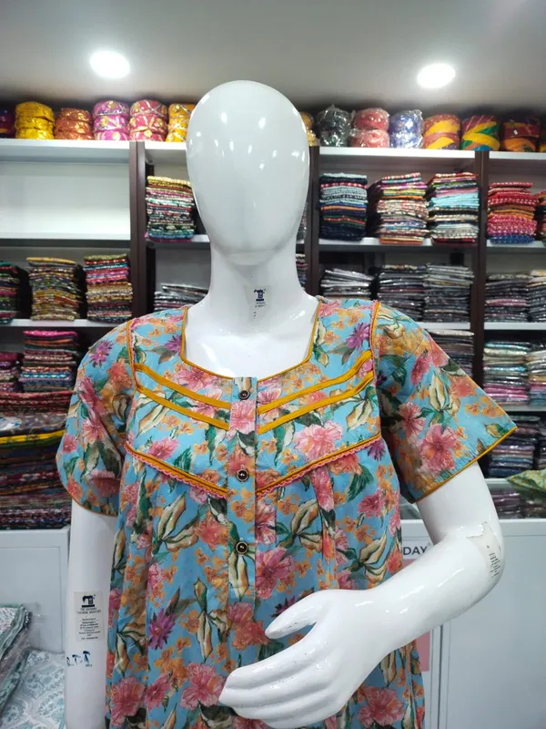 Sky_Blue_Polyester_Cotton_Nighty_For_Women