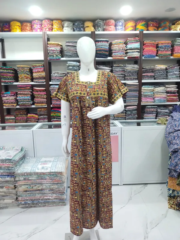 Maroon_Pure_Cotton_Nighty_For_Women