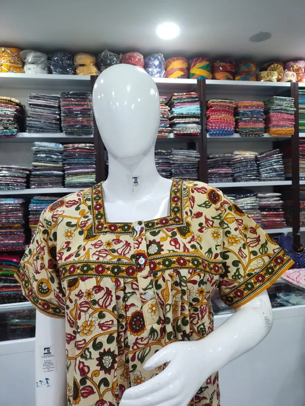 Cream_Pure_Cotton_Nighty_For_Women