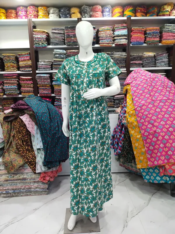 Rama_Green_Pure_Cotton_Nighty_For_Women