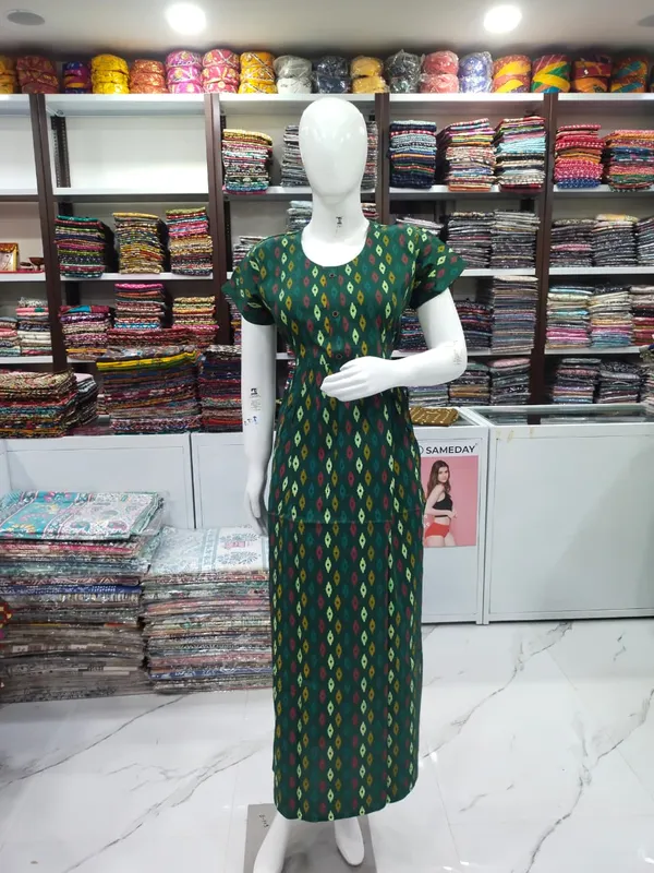 Dark_Green_Pure_Cotton_Nighty_For_Women