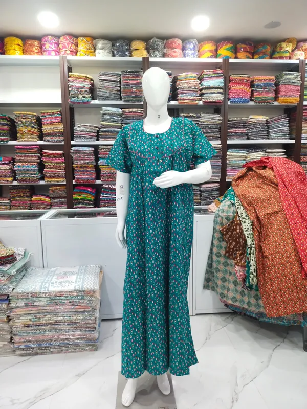 Rama_Green_Pure_Cotton_Nighty_For_Women